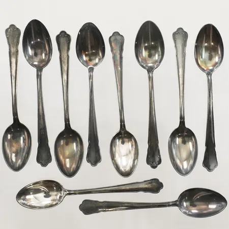 10 Kaffeskedar, längd ca 10,5cm GAB, År 1960 Silver 830/1000                                                                                                     Vikt: 99,3 g