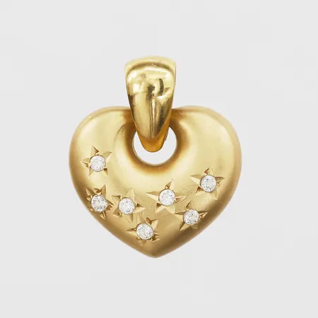 Hänge hjärta med vita stenar längd 19mm, bredd 16mm, 18K Vikt: 1,6 g