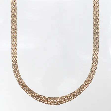Collier X-länk Antar Guld AB Köping,längd ca 42 cm,bredd 7.6-11 mm,18k. Vikt: 26,7 g