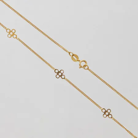 Collier med berlocker, längd 38cm, bredd 1-6,5mm, importstämplad, 18K, Vikt: 2,7g Vikt: 2,7 g