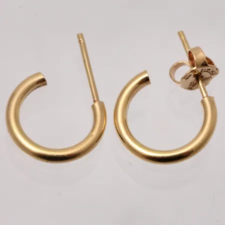 Örhängen mått Ø12,7mm, bredd 1,8mm, 1st snurrebuss saknas, 18K 1,02g.