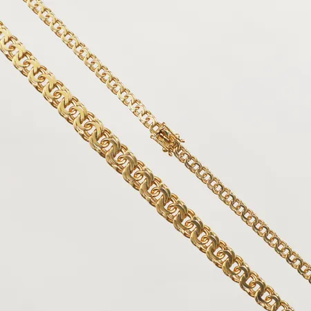 Collier doserad Bismarck, längd 40cm, bredd 4,3-7,9mm, år 1989, 18K  Vikt: 25,6 g