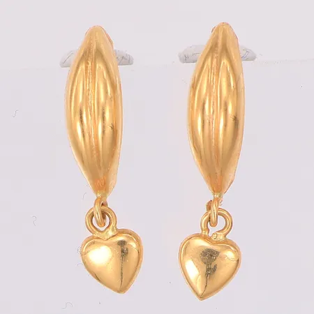Ett par örhängen hjärtan 18mm, en stopp i 14K, 18K Vikt: 0,8 g