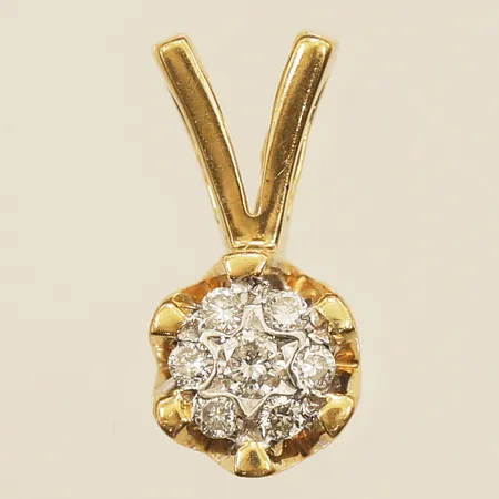 Hänge med diamanter 1xca0,02ct 6xca0,01ct, längd 12,7mm, bredd 6mm, 18K  Vikt: 1,3 g