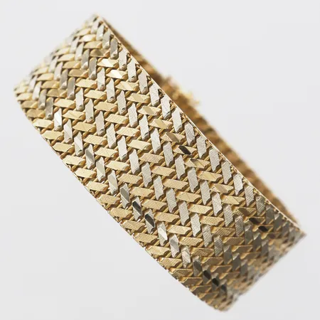Armband Korridorlänk gul/vitguld längd 17cm bredd 23mm, värderingsintyg från C&V Jewellery Escape Ab år 2025, 18K.  Vikt: 73,5 g