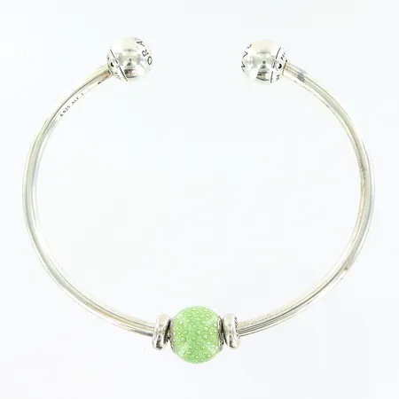 Stelt armband Pandora 65x52mm, 1 berlock med ljusgrön emalj, silver 925/1000.  Vikt: 17,1 g