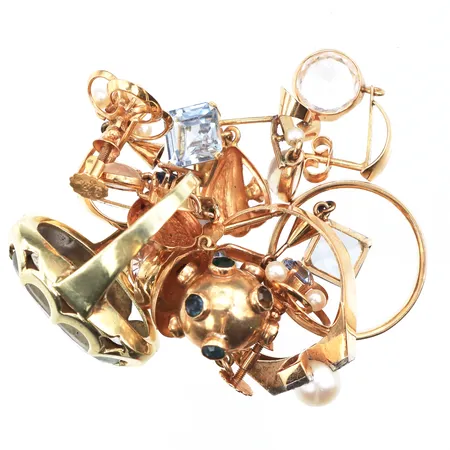 Diverse guld, stenar/repor, 18K, 26,5g.