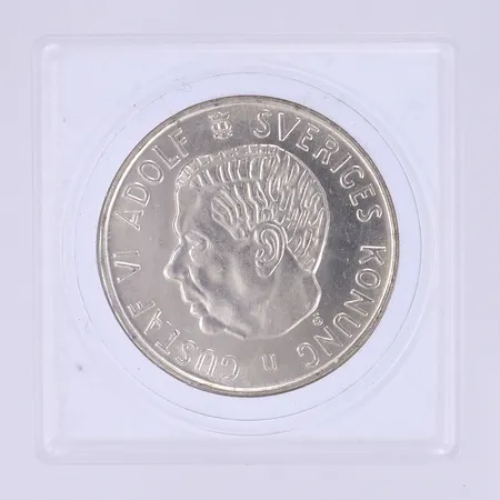 Silvermynt 5kr Gustav VI Adolf Sveriges Konung 1971, i etui, silver 400/1000 vikt ca 18g Vikt: 18 g