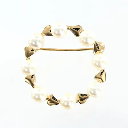 Brosch med  8st odlade saltvattenpärlor Ø5mm, 7x27mm, 18K Vikt: 4,2 g