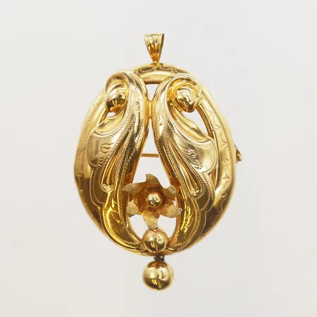 Brosch/Hänge längd 555mm bredd 37mm, Juvelfabriken Ab, Stockholm år 1947, 18K.  Vikt: 9 g