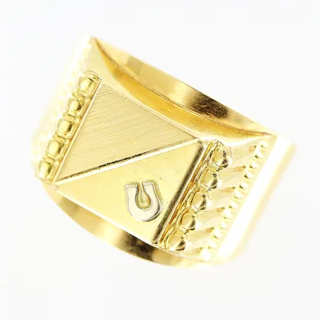 Klackring stl: 21½, bredd 3,5-16mm, mindre skevhet på skena, 18K Vikt: 4,6 g