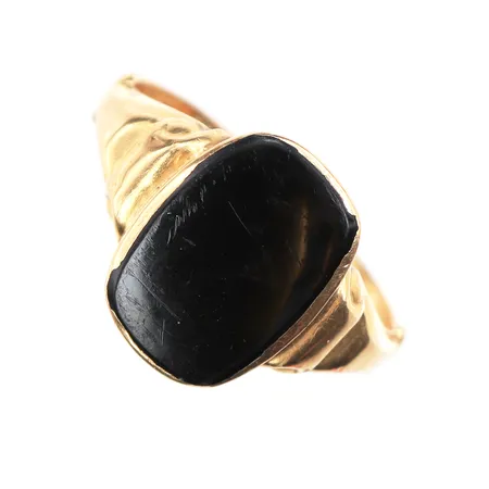 Klackring med sten,slitage,storlek 20 ½ mm,bredd 2.2-15.5 mm,18k. Vikt: 4 g