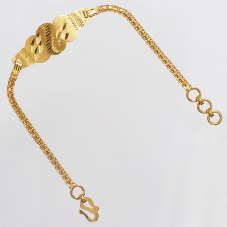 Armband X-länk med mönsterdekor bricka längd 15,5cm bredd 2,4-11,4mm, 22K Vikt: 5,8 g