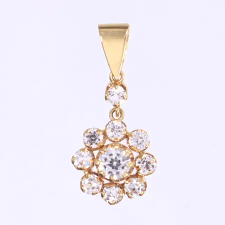 Hänge med vita stenar 26x12mm,18K Bruttovikt: 2,3g Vikt: 2,3 g