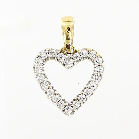Hänge hjärta med diamanter 22 x ca 0,005ct, 15mm, Guldfynd, 18K Vikt: 1 g