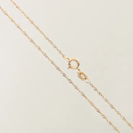 Kedja Singapore Guldfynd längd 44cm bredd 0,4mm 18K  Vikt: 1,2 g