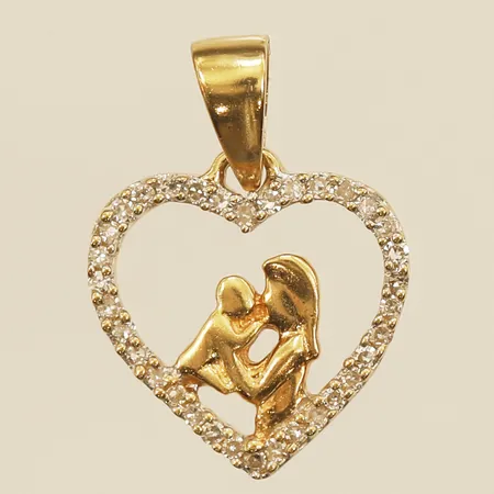 Hänge hjärta med diamanter ca 34x0,005ct, längd 16mm inkl ögla bredd 11,4mm, GHA 18K  Vikt: 0,9 g