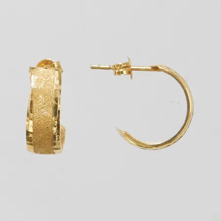 Örhängen, längd ca 12mm, stift, delvis satinerad yta, 18K, Vikt: 0,8g Vikt: 0,8 g