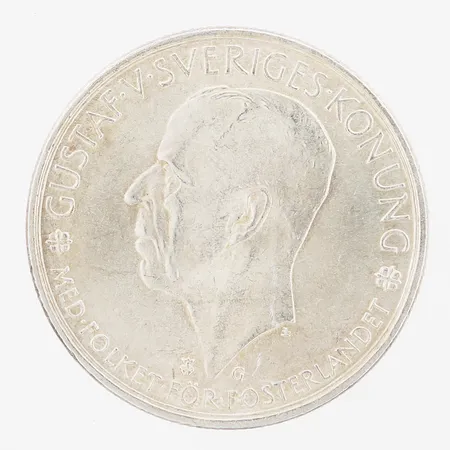 Minnesmynt 5Kr, Gustaf V, 1435-1935, Ø35mm, silver 900/1000. Vikt: 25 g