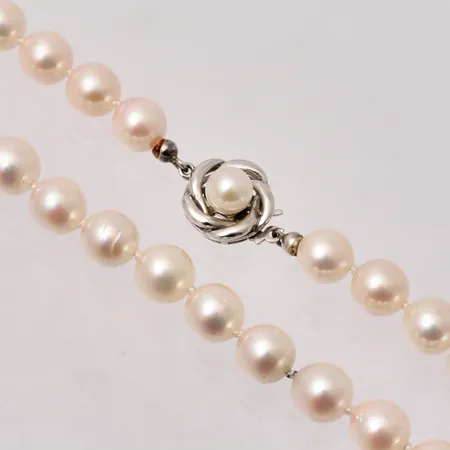 Pärlcollier 47cm bredd 7,2mm, odlade pärlor, lås i silver, 925/1000. Vikt: 0 g