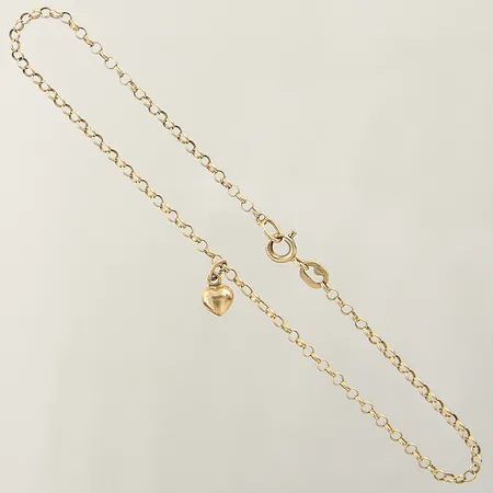 Vristlänk med integrerad berlock längd 25cm bredd 0,7-6mm lagad länk 18K Vikt: 3,1 g