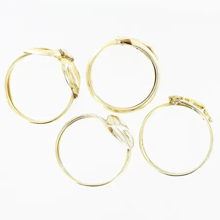 4 ringar 3 med stenar, defekter, 14K Vikt: 4,1 g