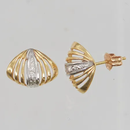 Örhängen 12x9mm vita stenar 18K 1,2g.