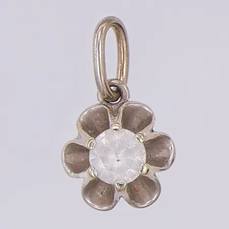 Hänge vit sten 12mm, saknar stämplar, silver Vikt: 0,7 g