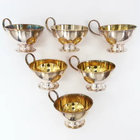 Sex punchkoppar höjd 4cm silver 830/1000.  Vikt: 197,1 g