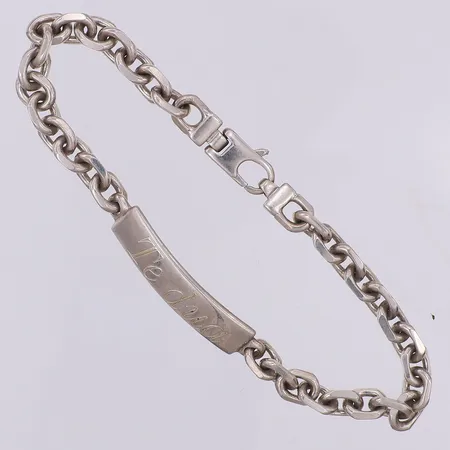 Armband Ankar platta graverad Te dua 21cm bredd 6,4-8mm, 925/1000 silver Vikt: 18,8 g