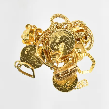 Diverse defekt guld 21K. Vikt: 13 g