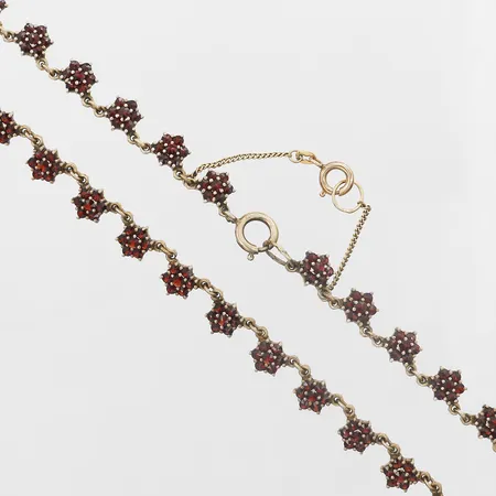 Collier med granater, längd 45cm, bredd 8mm, säkerhetskedja i metall, silver 830/1000 Vikt: 21,9 g