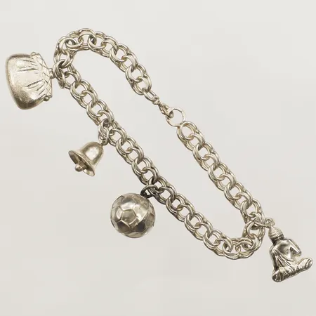 Armband Bismarck med berlocker längd 18,5cm, bredd 6,5mm, silver Vikt: 15,4 g