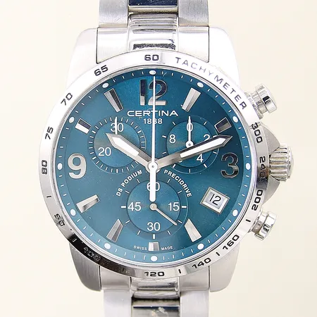 Herrur Certina DS Podium Precidrive stål Ø41mm ref-nr C034417A serie-nr GCZR71GFE quartz kronograf datum stållänk, smärre repor på länk, inga tillbehör