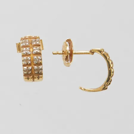 Örhängen med vita stenar, längd 11mm, bredd 5mm, stift, GFAB, 18K, 2,2g Vikt: 2,2 g