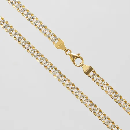 Collier Pansar med vitguldsdetaljer, längd 50cm, bredd 4,5mm, italienska stämplar, 18K, Vikt: 22,2g Vikt: 22,2 g