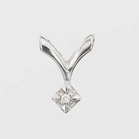 Hänge med diamant 1 x ca 0,01ct  längd 10mm, bredd 8mm, vitguld 14K Vikt: 0,4 g