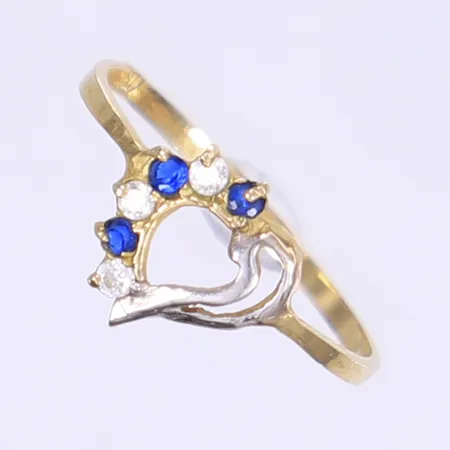 Ring med vita och blå stenar stl:17 18K Vikt: 0,8 g