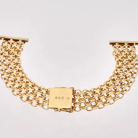 Klockarmband Xlänk 16,4cm, bredd 14,8mm,  bredd på chaner 8,9mm, Tore Clareus, 18K, 23,99g.