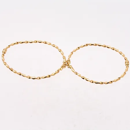 Armringar 2st,18,5cm, bredd 3mm, ihåliga, 18K, 7,20g.