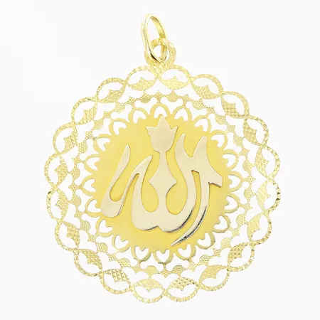 Hänge Allah genombruten dekor längd 58mm, bredd 47mm, 18K Vikt: 10,9 g