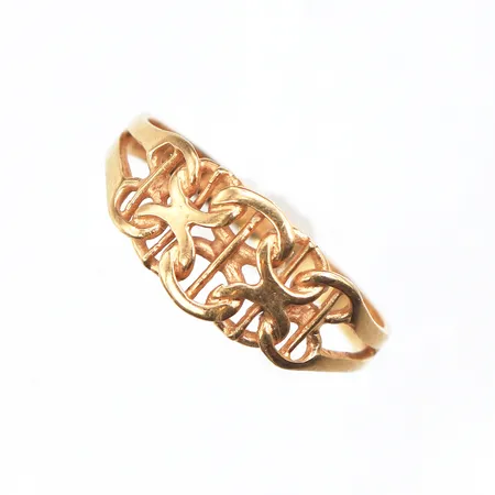 Ring X-länk,Sävsjö Guldsmeds AB,storlek 16 mm,bredd 2-6.5 mm,18k. Vikt: 1,4 g