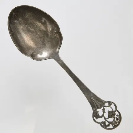 Potatissked, längd 23cm, bredd 7-66mm, missfärgad, defekt, 830/1000 silver Vikt: 73,7 g