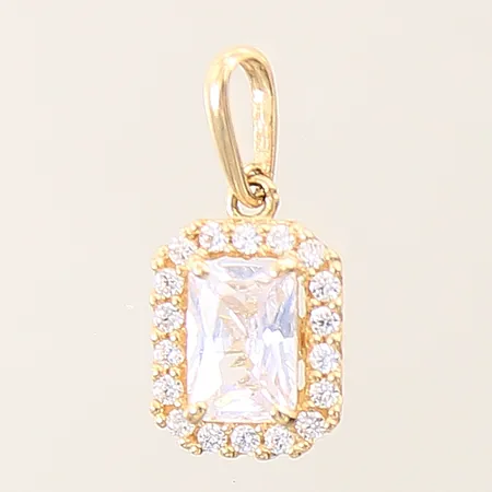 Hänge med vita stenar Guldfynd 15x7,1mm 18K Vikt: 0,6 g