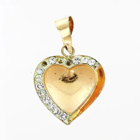 Hänge hjärta 17mm, vita stenar i konstmassa, defekter, 18K Vikt: 0,3 g