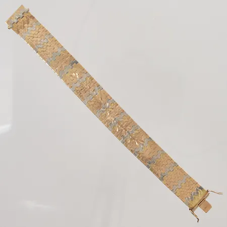 Armband korridorlänk 18cm bredd 17mm trefärgad 18K 44,5g.
