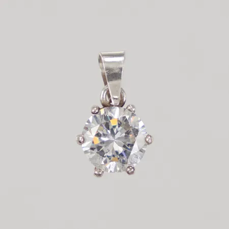 Hänge med vit sten längd 10mm, silver 925/1000  Vikt: 1 g