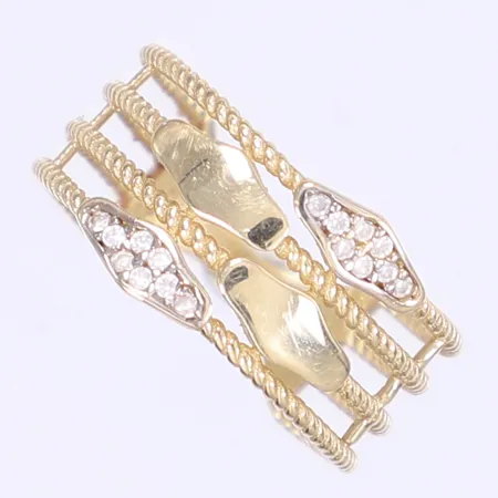 Ring med vita stenar stl:18 bredd 10mm 14K  Vikt: 3,3 g