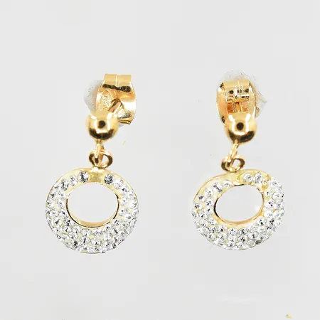Örhängen med Swarovskikristaller längd 16mm, bredd 8mm, 18K. Vikt: 1,3 g