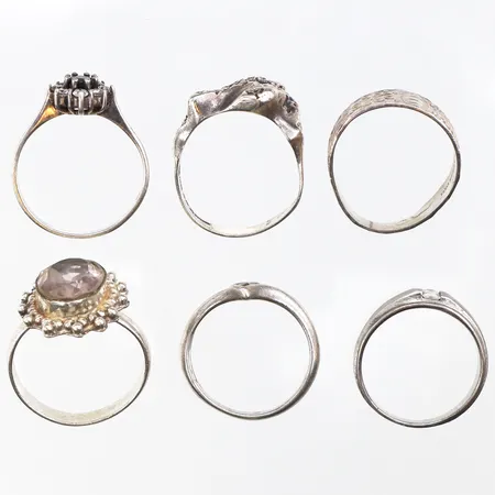 Ringar 6 st bla Ceson,storlek ca 19-20 mm,silver. Vikt: 26 g